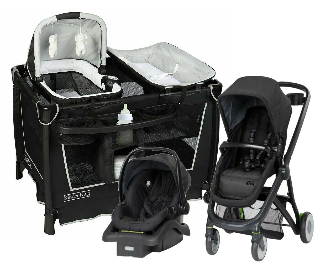 Stroller Baby Travel System with Car Seat Playard Bassinet Combo Bla BabyStrollerSets