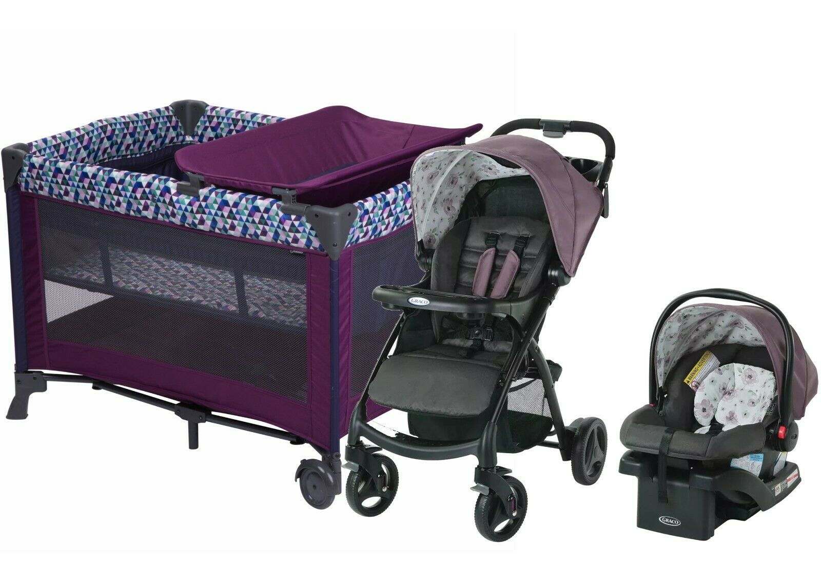 Purple infant car seat and stroller best sale