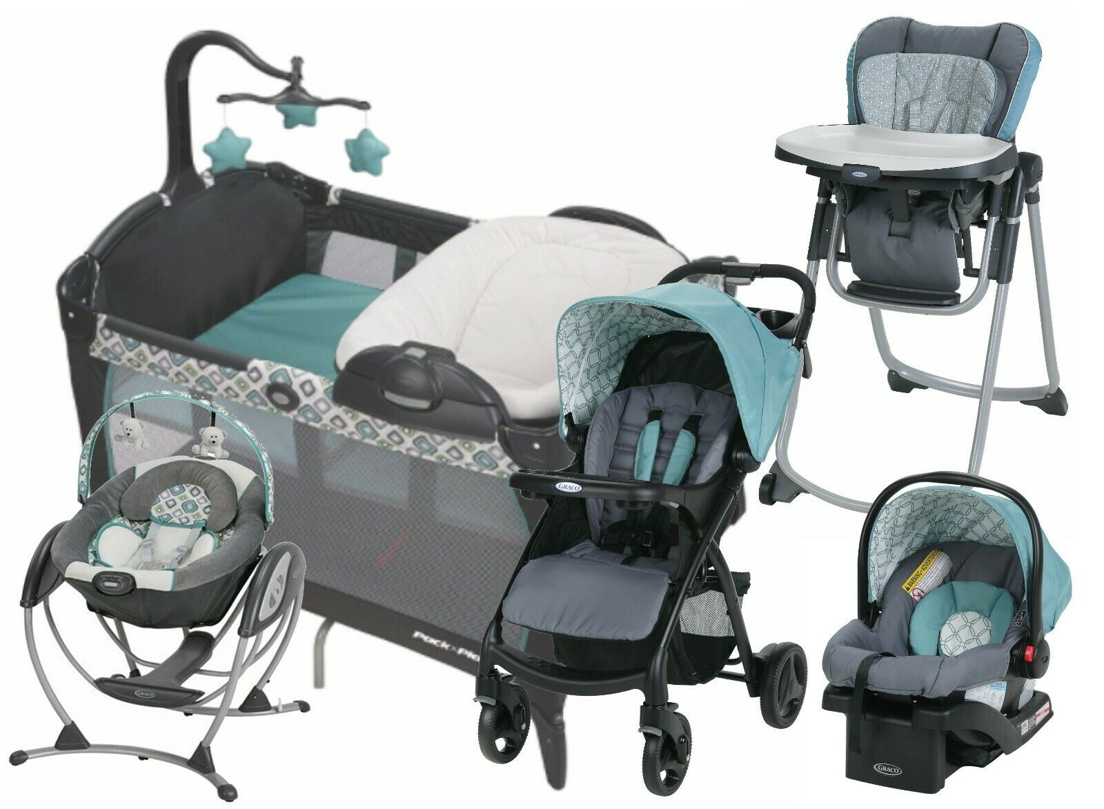Baby Boy Combo Travel System Set Stroller With Car Seat Playard