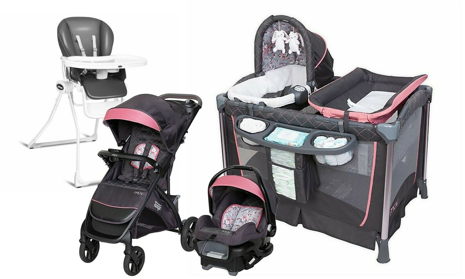 Floral Baby Stroller with Car Seat Travel System High Chair Playard Gi BabyStrollerSets