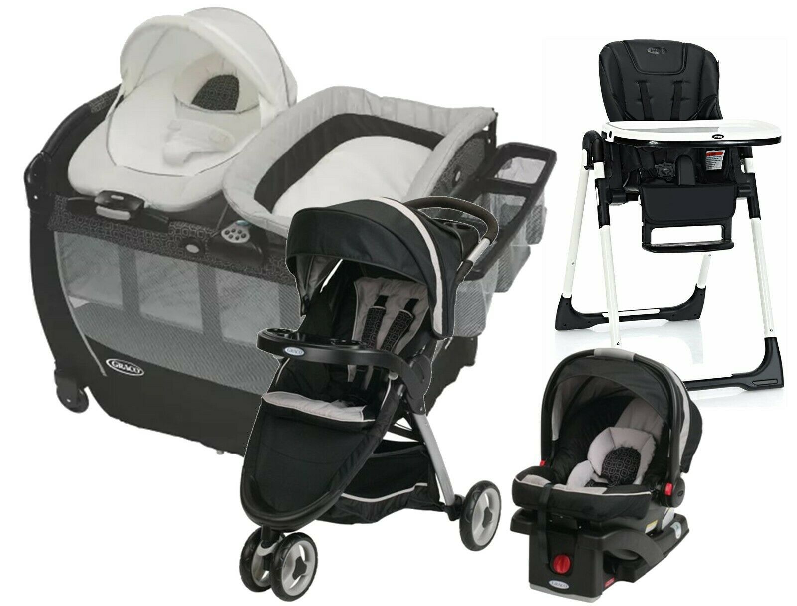 Baby Girl Combo Travel System Set Stroller with Car Seat Playard
