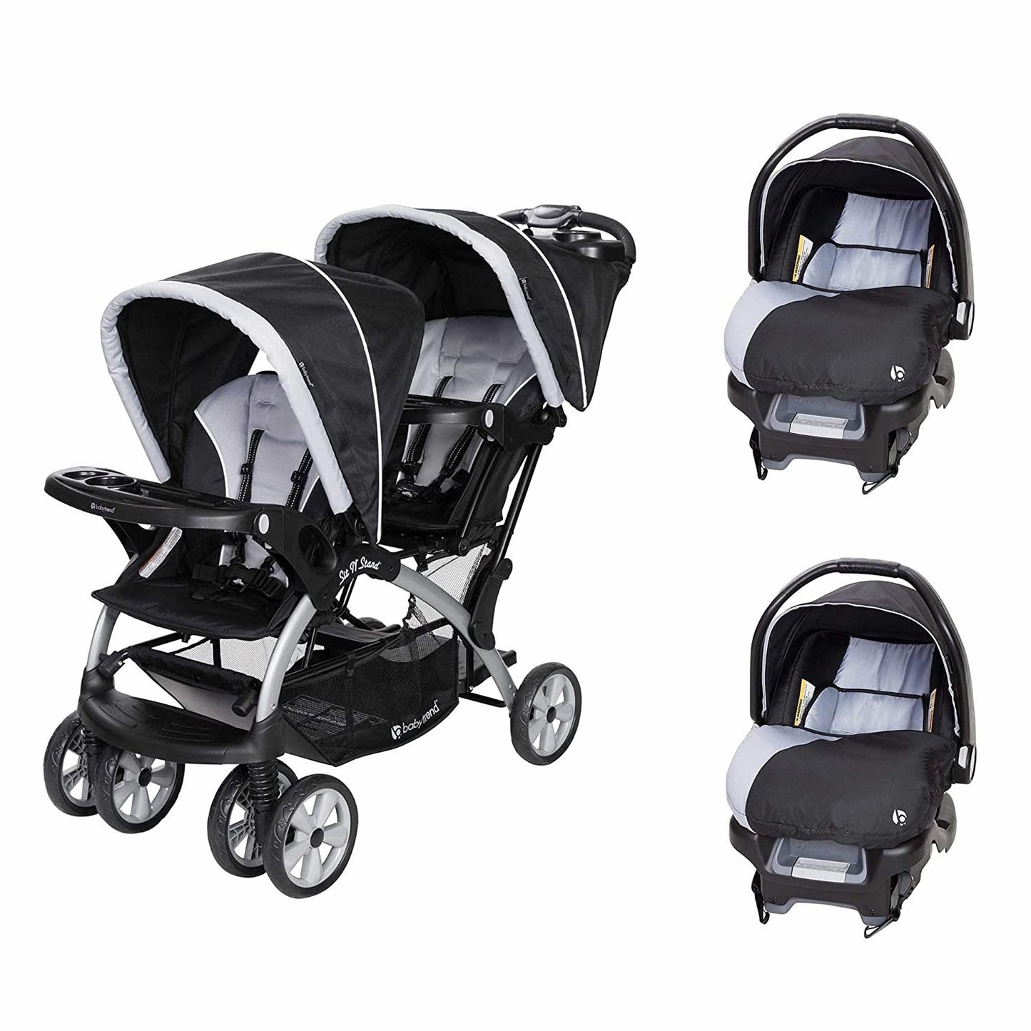 Baby Trend Twin Baby Stroller with 2 Car Seats 2 Infant Swings Twin Newborn Playard Combo
