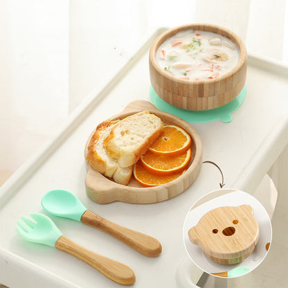 Baby Bamboo And Wood Supplementary Food Bowl Set