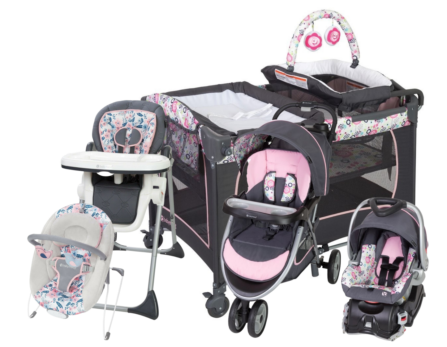 This Complete Baby Combo Delivered To Your Door (stroller, car seat, high chair, playard and bouncer)