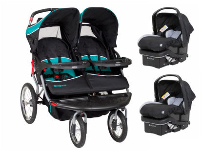 Baby Trend Double Jogging Stroller with Two Infant Car Seats Travel Combo Set