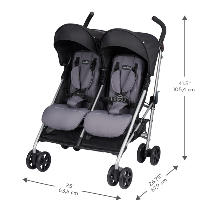 Lightweight Double Baby Stroller Twin Infants with Reclining Seats 2 Children