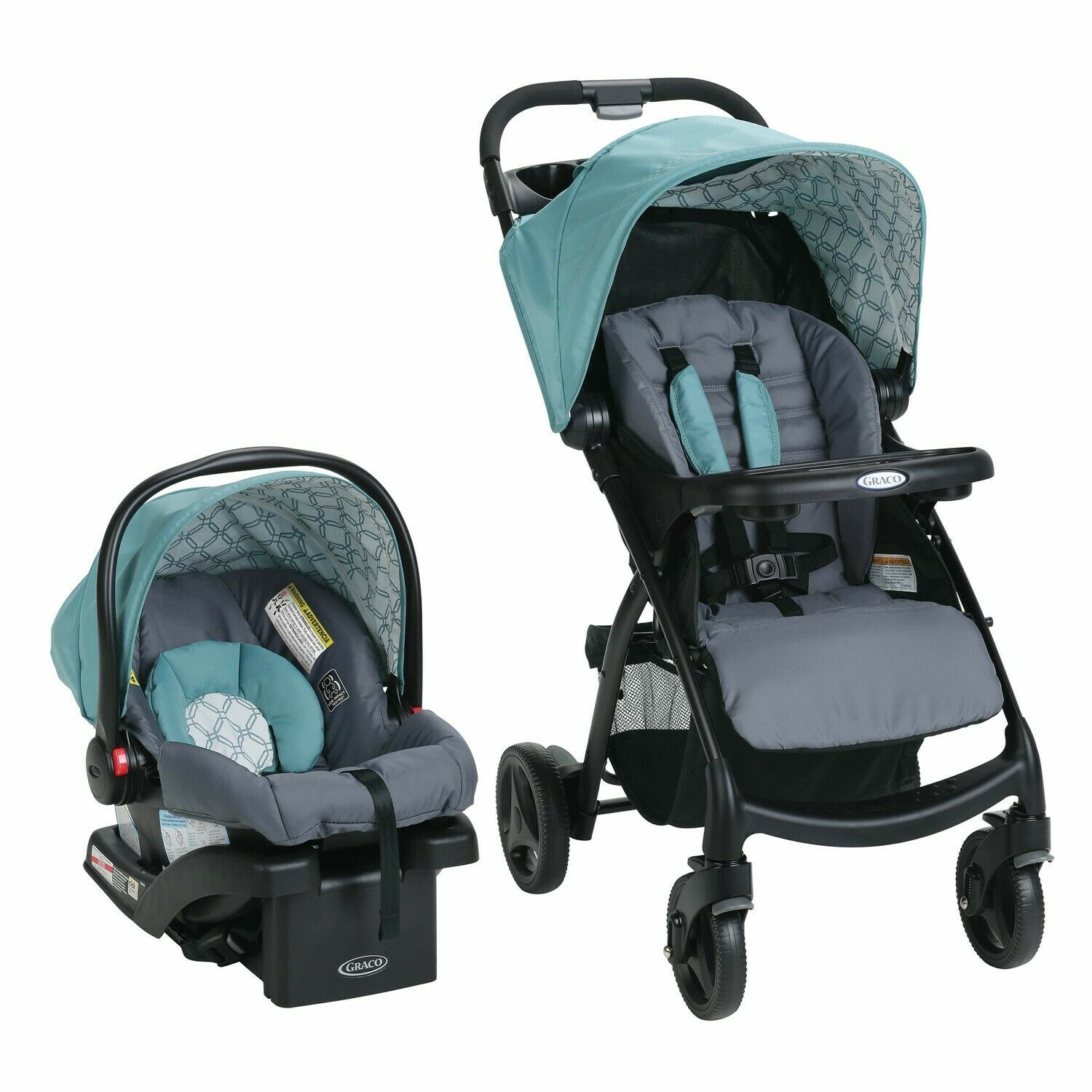 Blue car seat shop and stroller combo