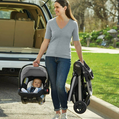 Graco Newborn Baby Travel System with Infant Car Seat Playard Crib Bag Set