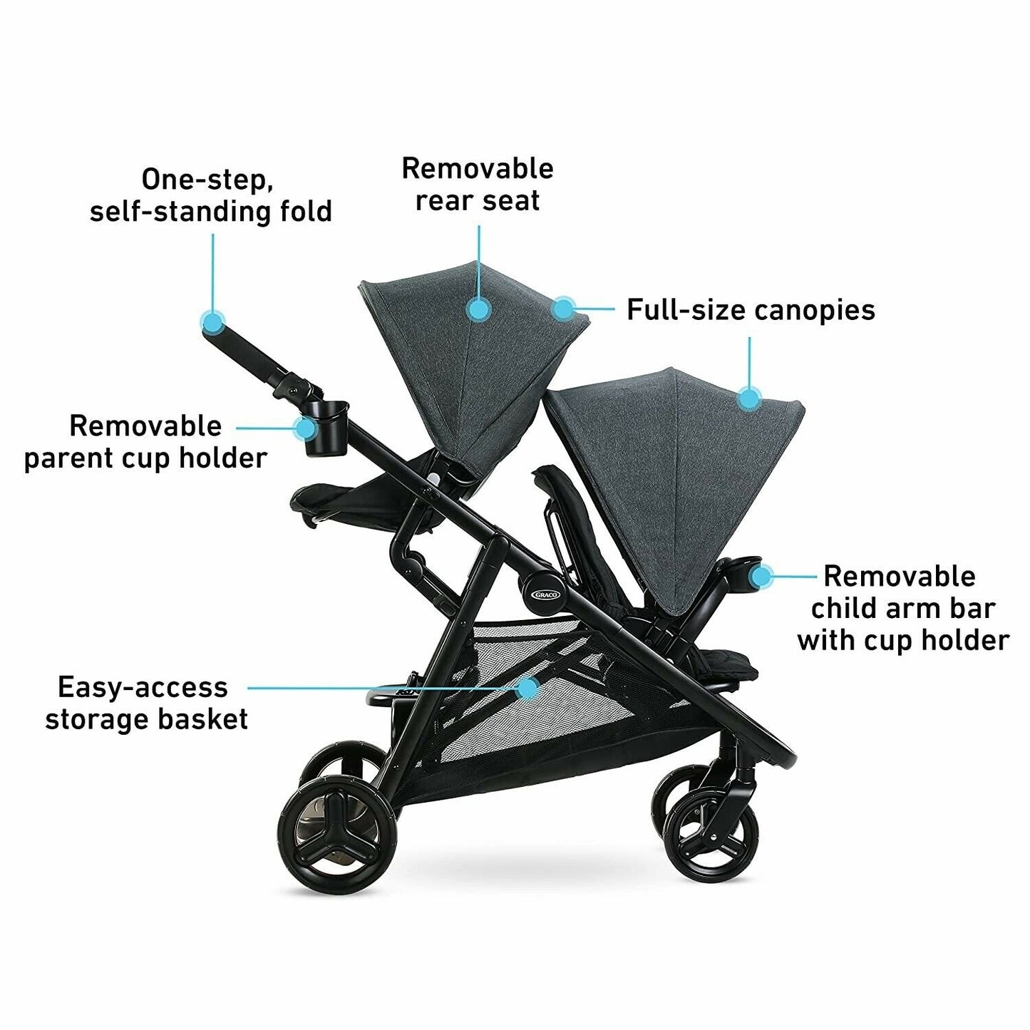 Baby Double Stroller Lightweight Travel Twin Infant Pushchair Set New