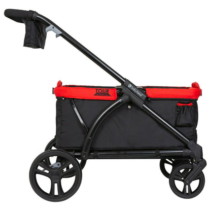 Baby Stroller Wagon 2 Passenger Push Pull Flat Folding Kids Toddlers - Red
