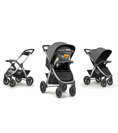 Chicco Bravo Baby Travel System with Car Seat Playard Diaper Bags Combo Grey
