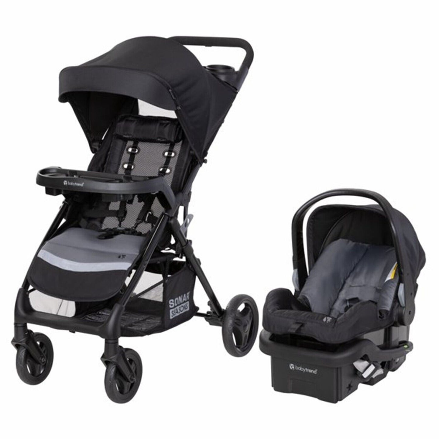 Baby Stroller with Car Seat Playard Diaper Bag Travel System Combo Grey Black