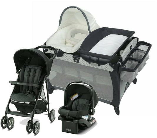 Graco LiteRider LX with Car Seat Travel System Playard Bassinet Nursery Combo