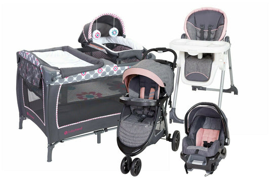 Baby Stroller with Car Seat Combo Travel System High Chair Playard Pink