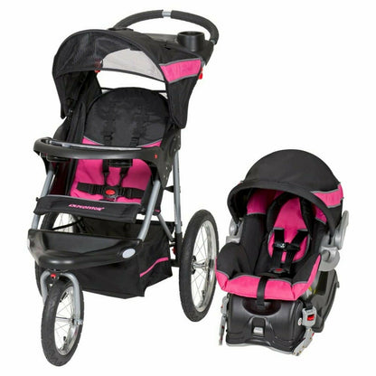 Baby Jogging Stroller with Car Seat Travel System Girls Playard Diaper Bag Combo