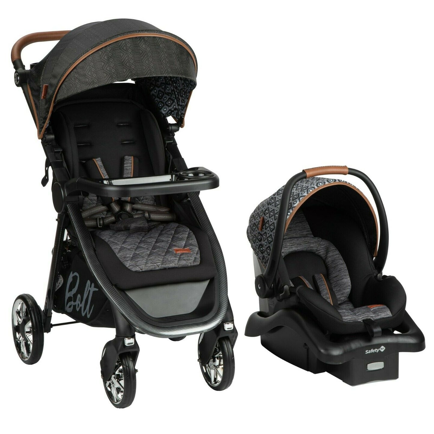 Baby Stroller Travel System with Car Seat Infant Playard Crib Combo Set-Black
