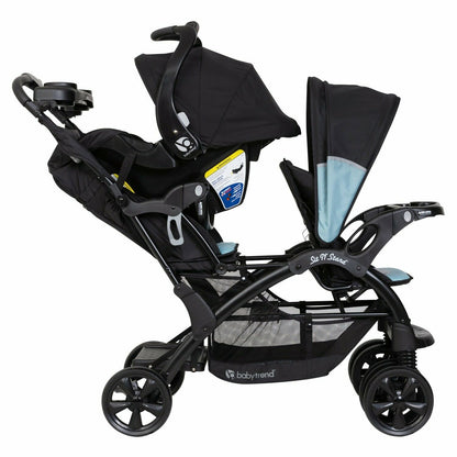 Double Baby Stroller with 2 Car Seats Sit N Stand Travel System Twin Combo