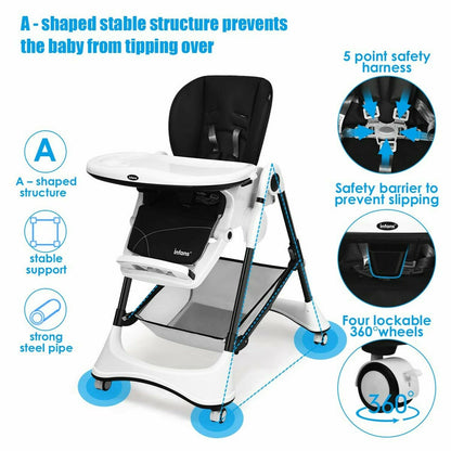Baby Stroller with Car Seat Travel System Playard High Chair Glider Combo Black
