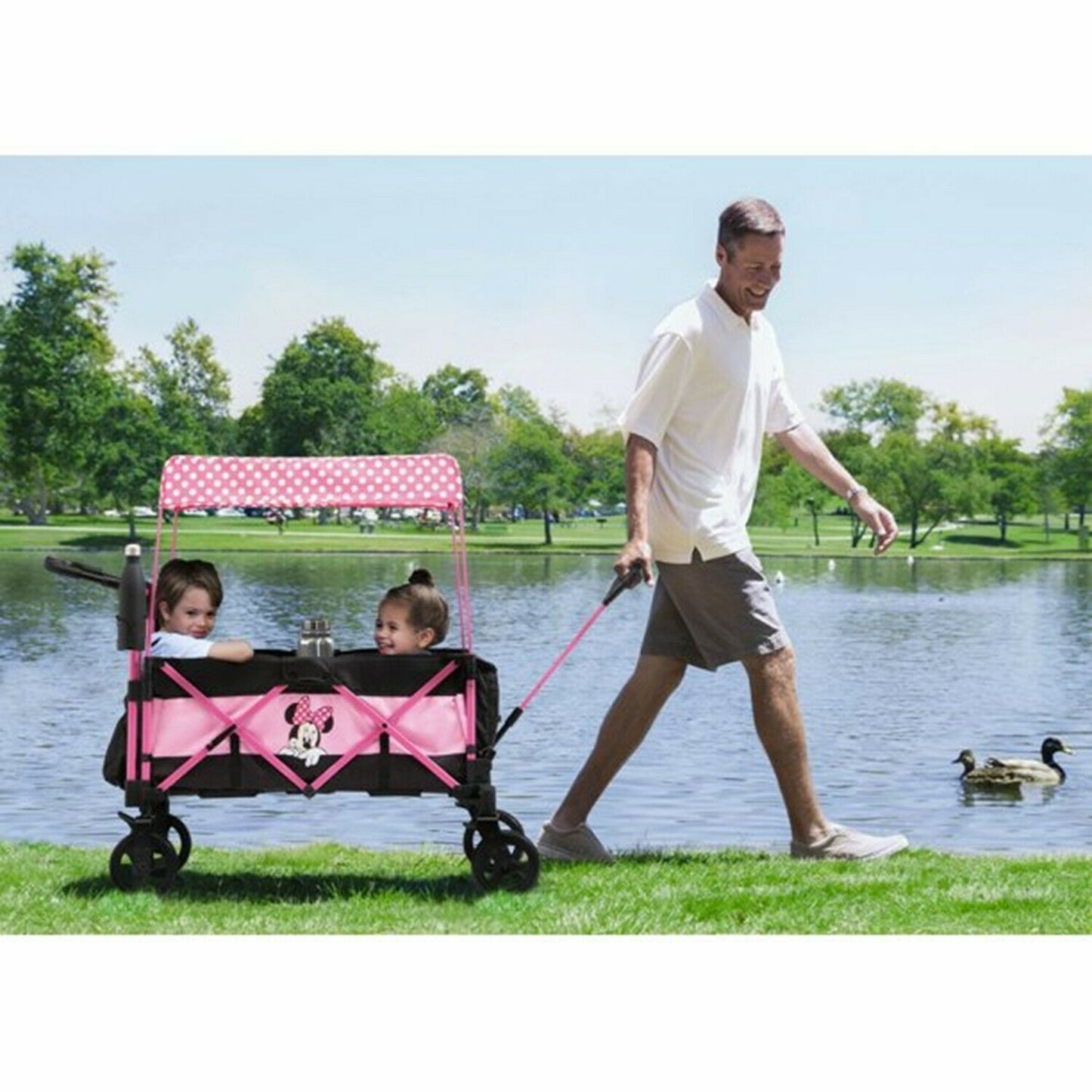 Disney Baby Stroller Wagon Pull-Along Minnie Mouse Kid's Toddler - Pink