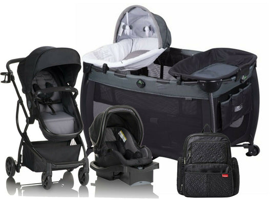 Baby Stroller with Car Seat Travel System Diaper Bag Nursery Bedside Crib Combo