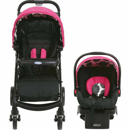 Newborn Baby Stroller with Car Seat High Chair Playard Travel System Combo Pink