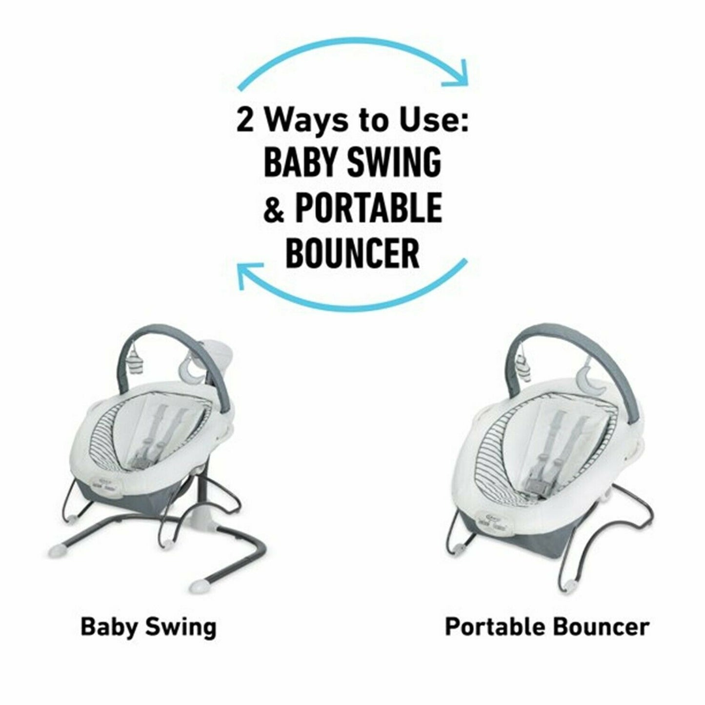 Graco FastAction Baby Stroller with Car Seat Playard Swing Bouncer Travel Combo