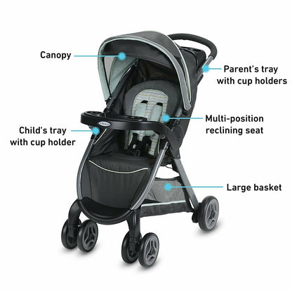 Graco Baby Stroller with Car Seat Travel System High Chair Playard Crib Combo