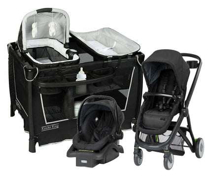 Stroller Baby Travel System with Car Seat Playard Bassinet Combo - Black