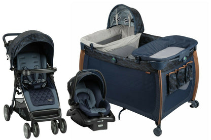 Baby Strollers with Car Seat Travel System Nursery Playard Combo- Camo Blue