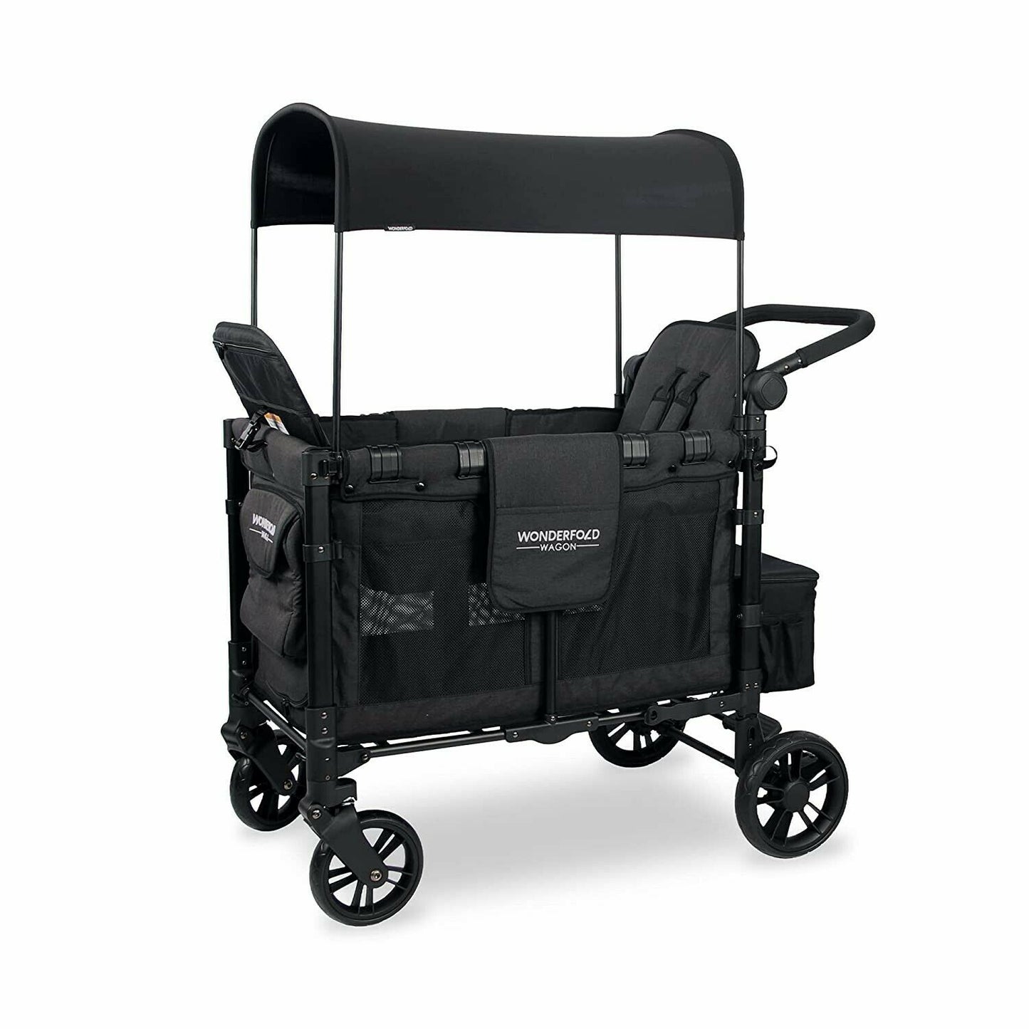 Double Stroller Wagon with 2 Seats Wonderfold Elite Jet Black