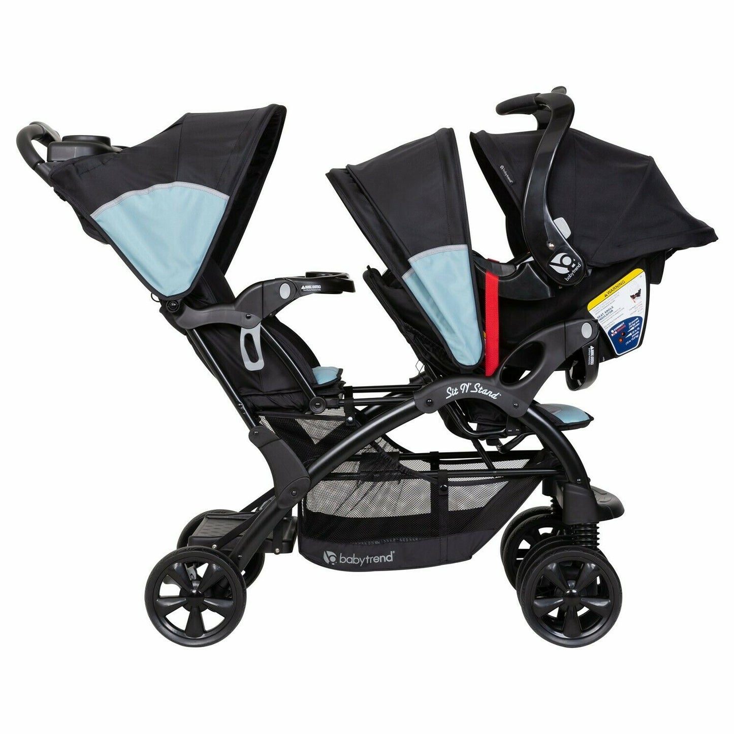 Infant Double Stroller 2 Car Seats Baby Sit N Stand Boy Travel System Combo