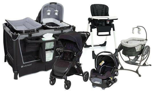 Baby Stroller with Car Seat Playard High Chair Glider Combo Travel System Black