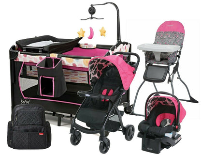 Infant Baby Car Seat Stroller Newborn High Chair Playard Bag Combos Girls Travel