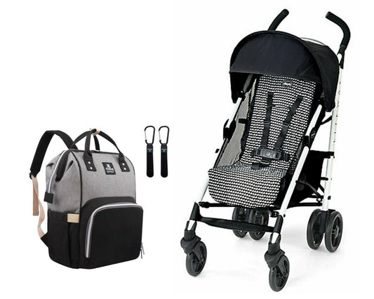 Chicco Baby Infant Stroller Lightweight Mini Travel System w/ Diaper Bag Combo