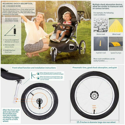 Cynebaby Baby Jogging Stroller 3 Wheel Compact Light Weight Stroller Infant Kids
