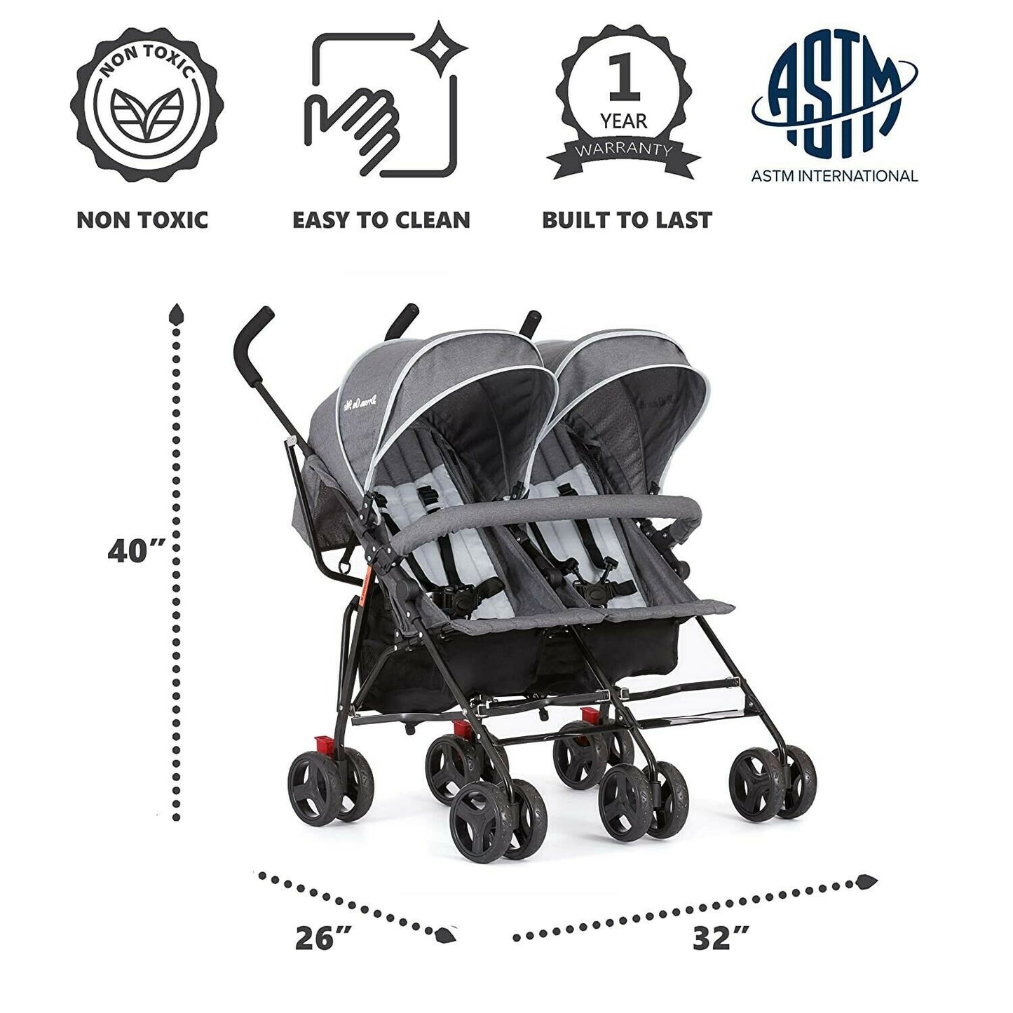 Twin Double Baby Stroller Ultra Lightweight Foldable Compact Travel