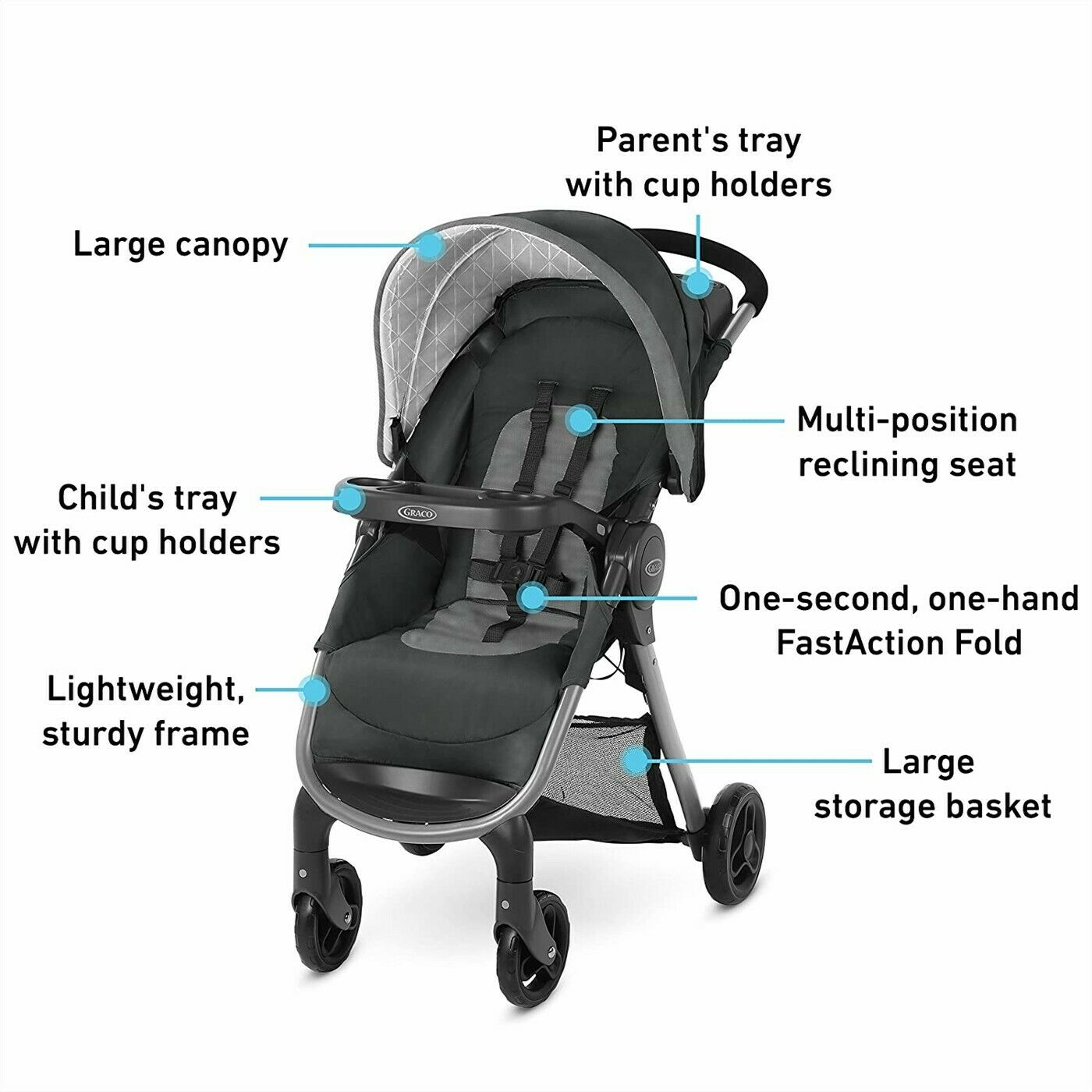 Newborn Baby Stroller Infant Car Seat with Playard Bassinet Diaper Bag Travel