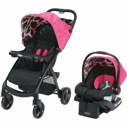 Newborn Baby Stroller with Car Seat High Chair Playard Travel System Combo Pink
