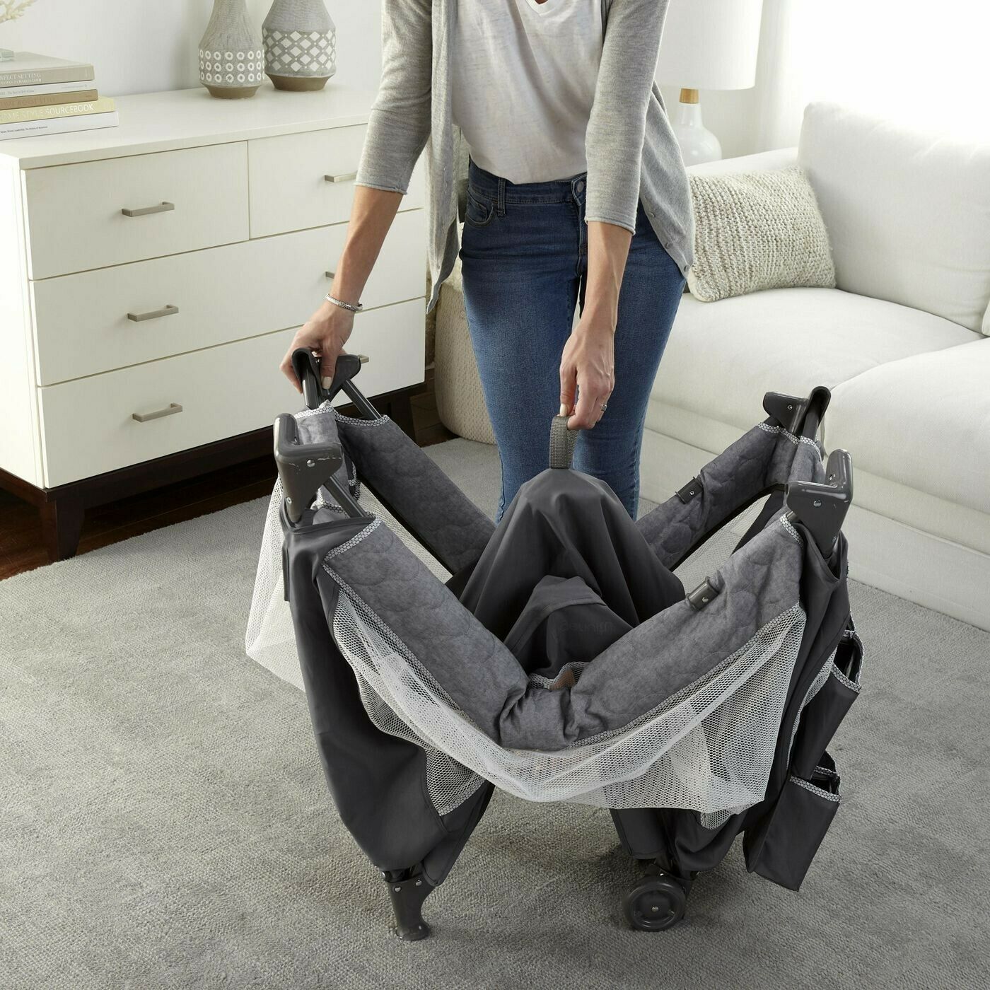 Graco Newborn Baby Travel System with Infant Car Seat Playard Crib Bag Set