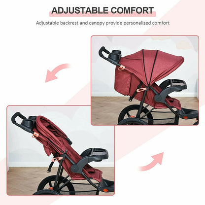 Baby Stroller Foldable Carriage Jogger for Toddler with Adjustable Backrest Susp