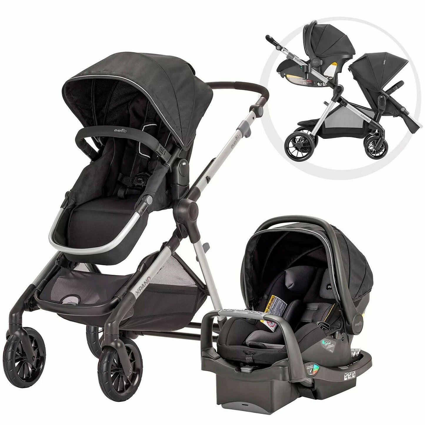 Single and Double Stroller with SafeMax Infant Car Seat Travel System Combo
