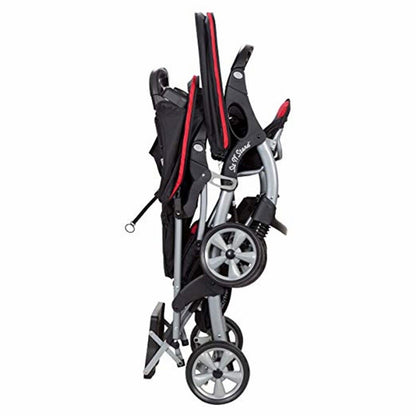 Baby Double Stroller with 2 Car Seat Twins Travel System Infant Combo Black-Red