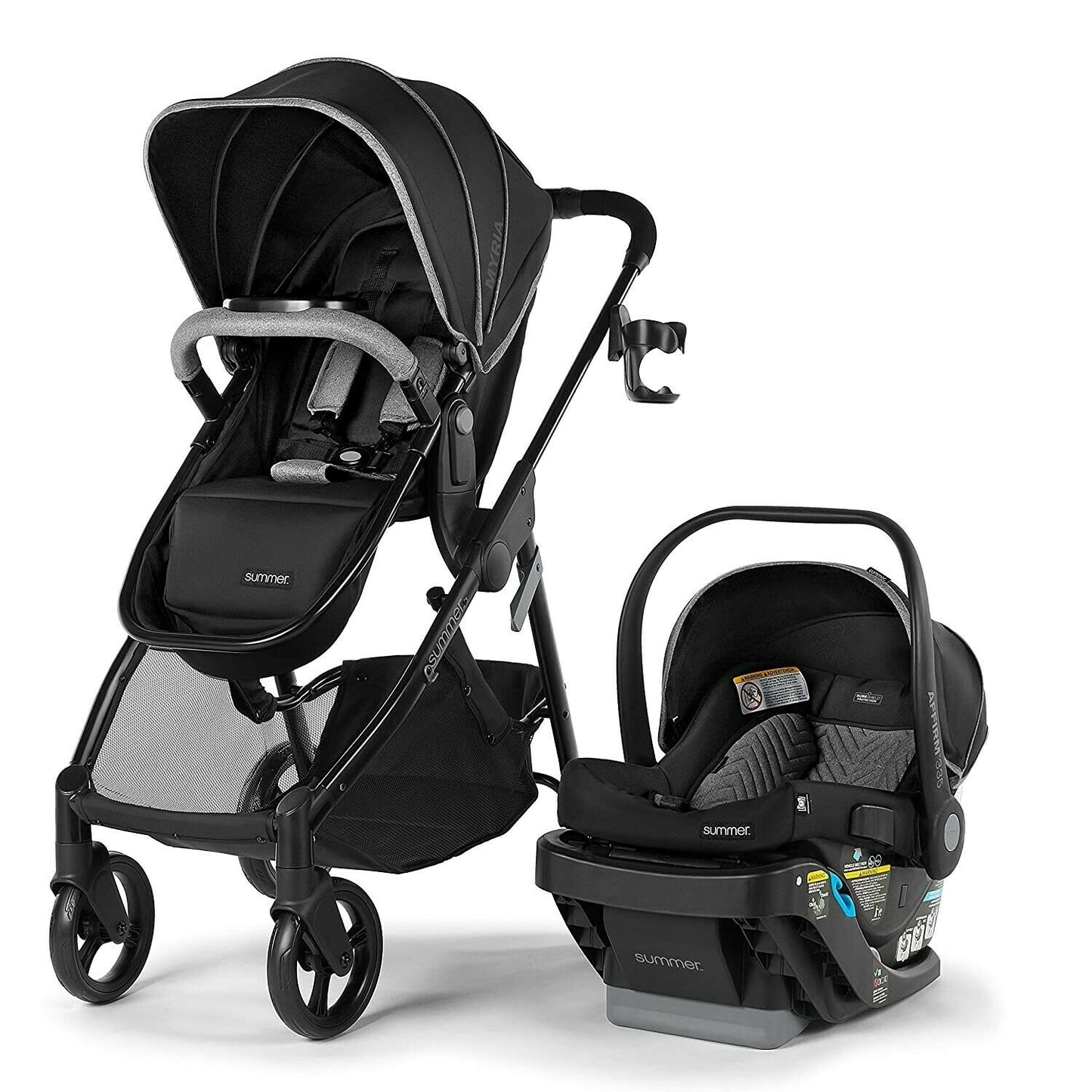 Baby Stroller Travel System with Car Seat Infant Playard Newborn Combo - Black