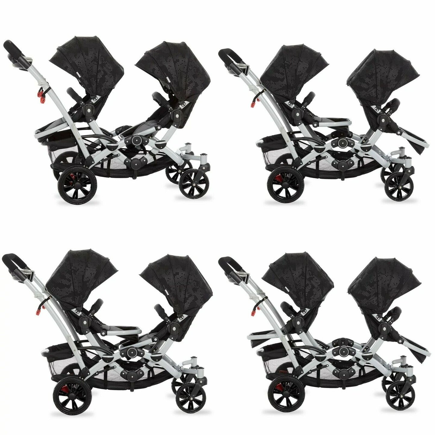 Double Baby Stroller Multi-position Lightweight Twin Toddler Foldable Travel Set