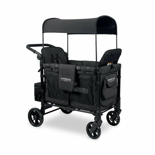 Double Stroller Wagon with 2 Seats Wonderfold Elite Jet Black