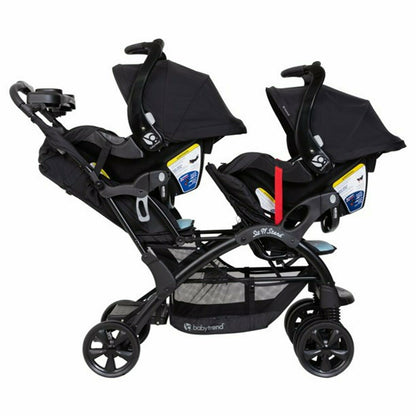 Baby Double Stroller Travel System with 2 Car Seats Twin Playard 2 Infant Swings
