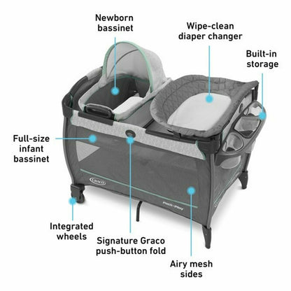 Baby Stroller Newborn Travel System with Car Seat Playard Diaper Bag Boy Gray