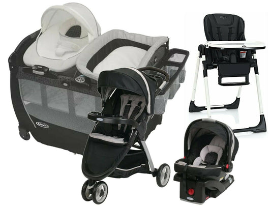 Graco Baby Stroller with Car Seat Travel System Infant Playard High Chair Combo