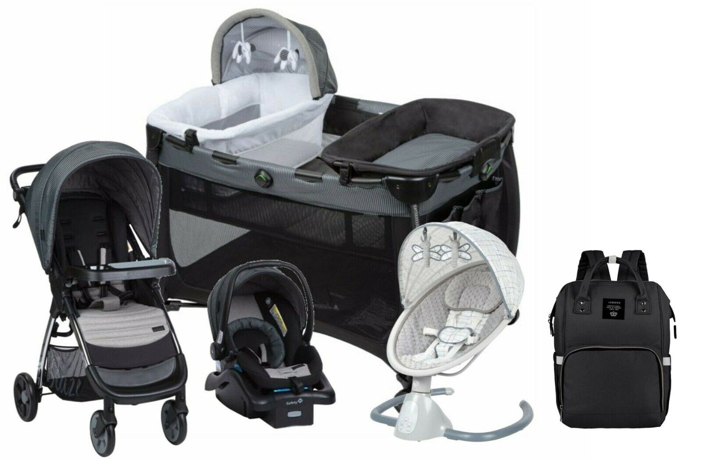 Baby Stroller with Car Seat Playard Bag Swing Travel Transport System Combo