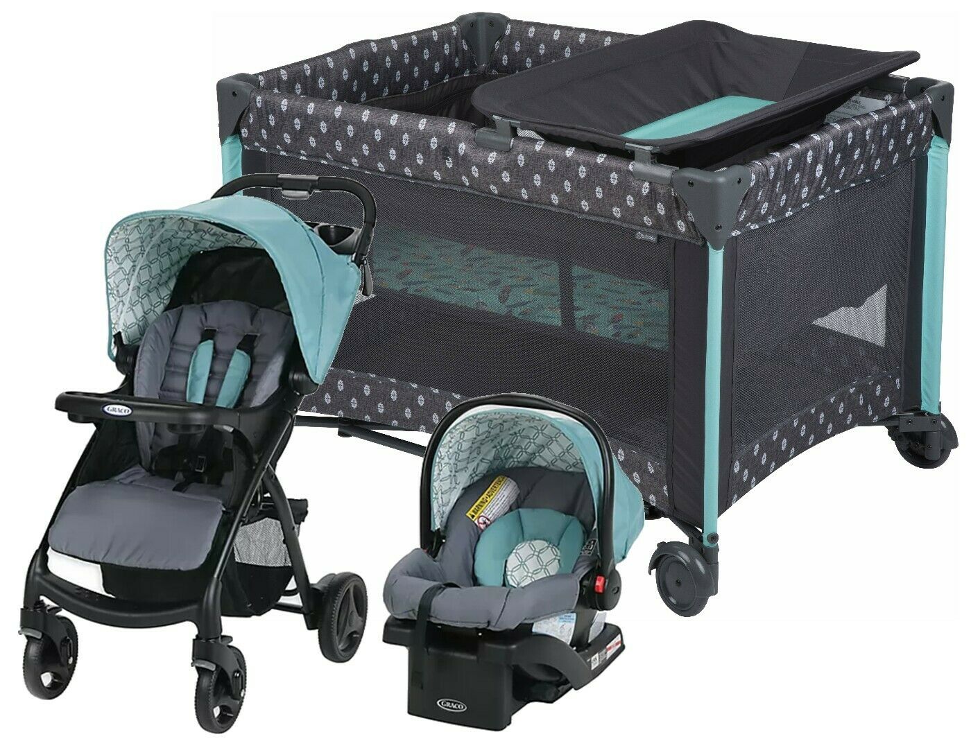 Baby Stroller with Car Seat Travel System Infant Toddler Bassinet Playard Combo